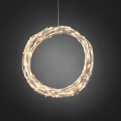 Produktbild von Konstsmide - LED Dekoration, variabel als Lichterkranz / Lichtergirlande, weiß, 240 warm weiße Dioden, 24V Außentrafo, weißes Kabel ; 3365-100