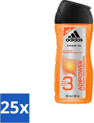 Produktbild von Adidas - 3-in-1 Duschgel - Adipower Maximum Performance - 250 ml - Vorteilspack - 25 Stücke