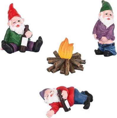 Productafbeelding van Miniatuur Tuinkabouters Set van 4 - Grappige Dwerg Hars Standbeelden voor Tuindecoratie