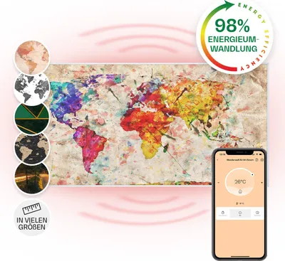 Zdjęcie produktu dla Klarstein Air Art Smart Ogrzewanie na podczerwień, Ogrzewanie ze sterowaniem IoT/WiFi, Wykrywanie otwartego okna, Ogrzewanie z termostatem, Ogrzewanie do montażu ściennego, Grzejnik bez CO700 W