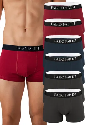 Produktbild von Fabio Farini - 6 Stück Herren Boxer Unterhosen Baumwolle - Männer Retroshorts angenehme Passform und Pflegehinweis aufgedruckt