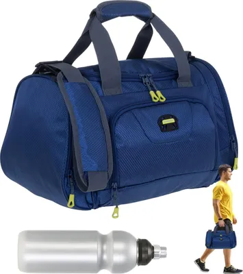 Produktbild von Sporttasche klein Herren Jungen Elephant Trainer 42 cm 18 Liter Freizeittasche Schule Fitness Sport Schwimmen Turnen Tasche Gymbag 1242 Blau + Flasche