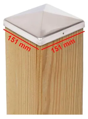 10 Pfostenkappen Pyramide Edelstahl 151 x 151 mm