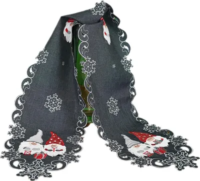 Image de Linge de table avec broderie lutin 25 x 160 cm gris foncé