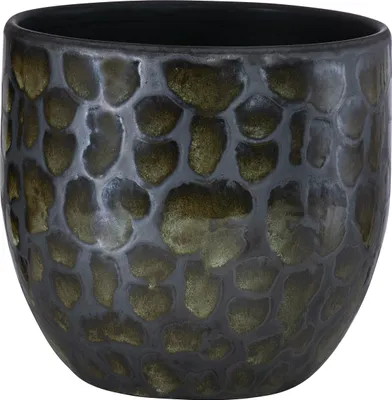Produktbild von Dehner Übertopf Neyla, handgefertigter Indoor Blumentopf, Ø außen 18 cm / innen 16 cm, Höhe 18 cm, Keramik, braun