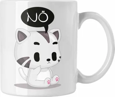 Produktbild von Trendation - Katze Nö Tasse Lustige Kaffeetasse für Frauen Kollegin Geschenkidee (Weiß)