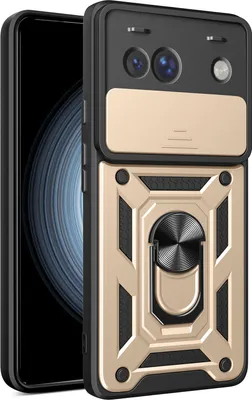 Produktbild von Hülle für Google Pixel 10 /Pixel 10 Pro Magnetische Ring Ständer Halter Dia Kameraschutz TPU Bumper Silikon Schutzhülle Gold