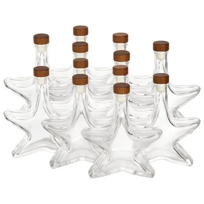 Produktbild von 12x Stern Likörflaschen 200ml - leere Flaschen zum befüllen Weihnachten kleine Glasflaschen Stern Flasche Likör Sternform