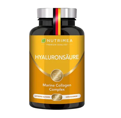 Immagine prodotto di Nutrimea Capsule di acido ialuronico ad alto dosaggio - Collagene marino con vitamina C + vitamina A - N