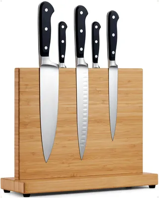 Immagine prodotto di Porta coltelli in bambù, magnetico, per 6 coltelli, ideale per la cucina