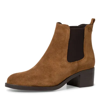 Produktbild von Tamaris Damen Stiefelette Chelsea Boot Leder Blockabsatz bequem 1-25026-41, Größe:40 EU, Farbe:Braun