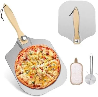 Produktbild von Pizzascheibe mit Klapphandgriff und antileckendem Oberflächen