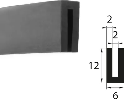 Produktbild von V19 Fassungsprofil Fassungsbereich 2 mm Kantenschutz EPDM Gummiprofil Gummidichtung