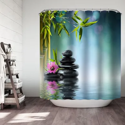 Obrázek produktu pro Omgoods – Sprchová závěsa s antimykotickou úpravou, s květinovým vzorem, 180 x 200 cm