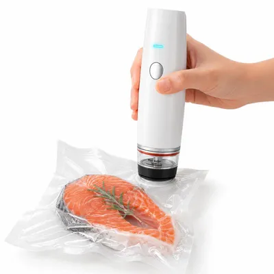 Produktbild von Vakuumierer Kabellos, Handvakuumierer mit 30 wiederverwendbaren Vakuumbeuteln, Mini Vakuumiergerät 80kPa, USB-C, für Sous Vide & Meal Prep