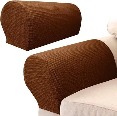 Image de Housses de protection pour accoudoirs - Protège-dossiers pour chaises - Housses amovibles pour meubles - Marron clair