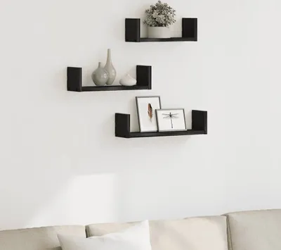 Produktbild von Möbel Wandregale 3 Stk. Schwarz Eichen-Optik Holzwerkstoff - Wandregale CC4195