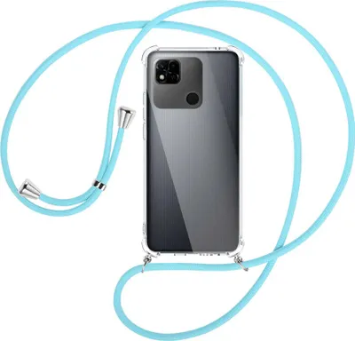 Produktbild von Handykette Backcover-Schutzhülle mit Band (Metall silberfarben) für Xiaomi Redmi 10A (220233L2, 6.53'') - himmelblau
