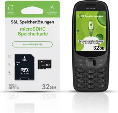 Produktbild von microSD Speicherkarte S&L für Nokia 6310 (2024) - Speicherkapazität: 32 GB