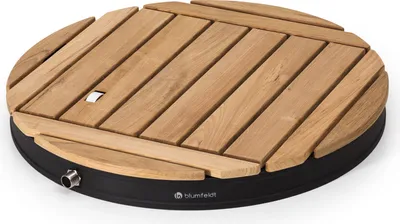 Produktbild von Blumfeldt Sumatra Teak Round, zahradní sprcha, hliník, týkové dřevo, rukojeť