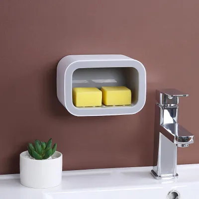 Image de Porte-savon mural Drain Toilette Disque de succion Punch Free Box Student Dormitory Supplies Nordic 1 Layer Gray
