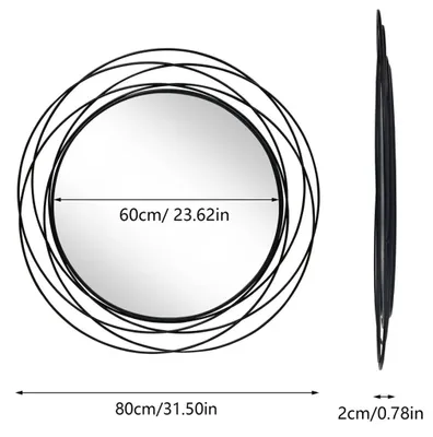 Zdjęcie produktu dla Duży lustro ścienne, 80 cm - Okrągłe lustro do łazienki - Styl industrialny - Metalowa rama - Lustro do makijażu - Srebrne
