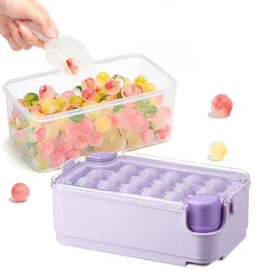 Eiswürfelform 16 Kugeln, lila Behälter, Polypropylen