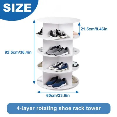 Produktbild von Schuhregal - Freistehender Schuhständer - 4 Ebenen - 360° drehbar - PVC - Für Flur und Eingangsbereich
