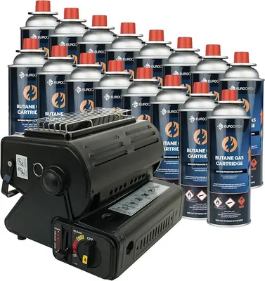 Imagen del producto de Calentadores a gas y cocinas - incluye 16 botellas de gas - cocina de camping - calentador de terraza - fogón a gas - estufa - cocina portátil - regulable, portátil - funda de transporte