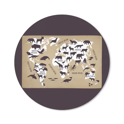 Produktbild von MuchoWow® Mauspad Mousepad Weltkarte Kinder - Weiß - Braun 40x40 cm - Mousepads - Maus Mat - Pad - Mausunterlage - Schreibtisch Accessoires