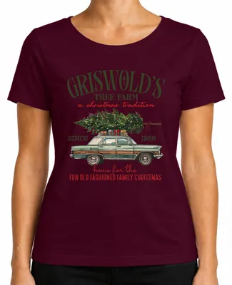 Immagine prodotto di Maglietta da donna Griswold's Tree Farm Christmas Present Clark Griswold, bordeaux, XL