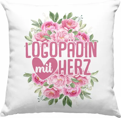 Produktbild von Trendation - Logopädin Mit Herz Deko-Kissen mit Füllung 40x40 Geschenk Logopädie Logopäde (Rosa)