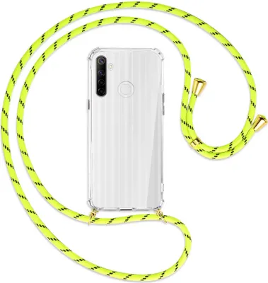 Produktbild von Handykette Backcover-Schutzhülle mit Band (Metall goldfarben) für Realme 6i - neongelb