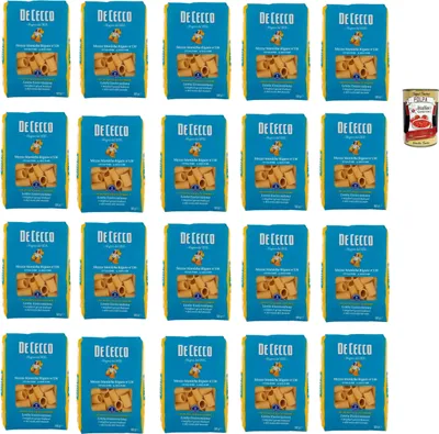 Produktbild von De Cecco Mezze Maniche Rigate N°136 100% Italienisch Pasta Nudeln 20x 500g + Italian Gourmet Polpa 400g