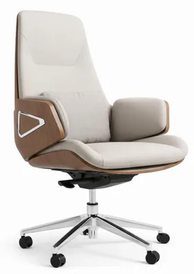 Produktbild von Ergonomischer Bürostuhl mit Holzarmlehnen und verstellbarem Design