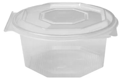 Produktbild von 50x Achteckbecher klar mit angehängtem Deckel 500 ml (PP)