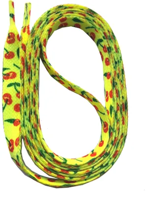 Produktbild von SNORS bedruckte Schnürsenkel flach - KIRSCHEN NEONGELB - 10mm - 140cm