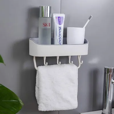 Produktbild von Vielseitiges Wandregal für Badezimmer und Küche – 27 x 10,5 x 6,5 cm