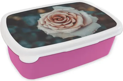 Produktbild von KitchenYeah® Lunchbox Brotzeit Brotdose 17x11 cm Blume - Weiß - Rosa Kinder Brotzeitdose - Lunchpaket - Brotkasten  - Sandwich Box