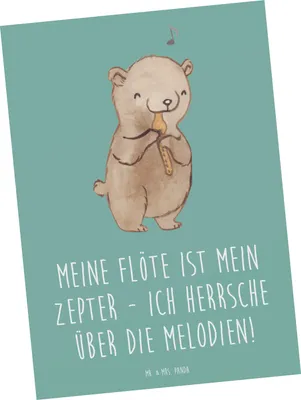 Produktbild von Mr. & Mrs. Panda Postkarte Flötenzauber - Meeresbrise - Geschenk, Flötist, Musiker, Kunstkarten, Ansichtskarte, Melodie, Musikinstrument, Lernen, Instrument, Grußkarte