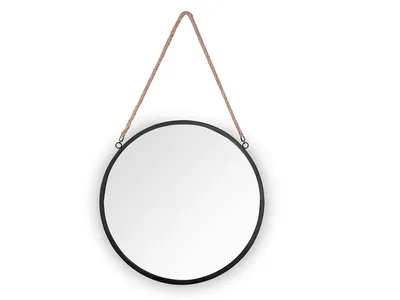 Produktbild von Runder Hängespiegel TAIRA mit schwarzem Metallrahmen Ø40cm
