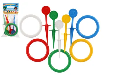 Obrázok produktu pre Hra na hádzanie krúžkov a kolíkov, plast, 22 cm, v vrecku