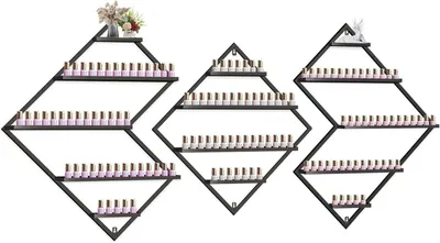 Image de Support mural pour vernis à ongles, en métal, de forme triangulaire