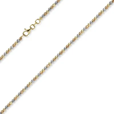 Produktbild von 2,2mm Fußkette Kugelkette aus 585 Gold gelb/rot/weiß tricolor diamantiert 25cm