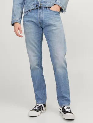 Produktbild von JACK & JONES Basic Jeans Stonewashed Design Denim Hose mit Knopfleiste JJIMIKE Größe: 29W / 32L