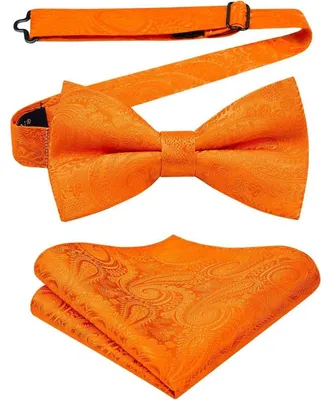 Produktbild von Fliege mit Einstecktuch für Herren, einfarbig, verstellbar, orange