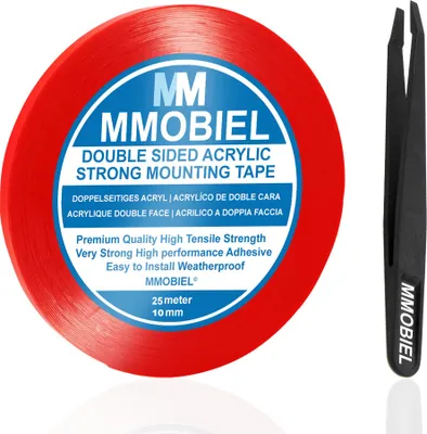 Produktbild von 10mm Doppelseitiges Montageband Acryl Klebeband Tape 25m Wetterfest Entfernbar