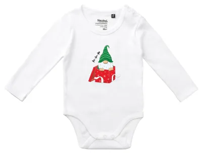 Produktbild von Huuraa Baby Body Ho Ho Ho Wichtel Weihnachtsgeschenk 74 White  Baumwolle Fairtrade Langarmbody Geschenkidee