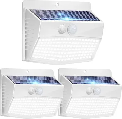 Produktbild von Peasur Solar Lights Outdoor -Verwendung Bewegungssensor, [Pack 3] 138 LED 180 ° Superhelle Licht Sicherheitswand 3 Modi IP65 Wasserdichtem Garten Weiß