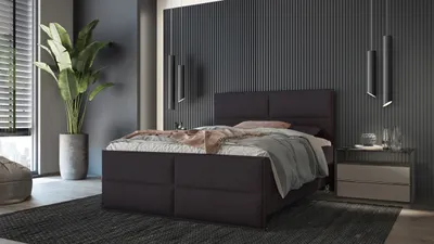 Obrázok produktu pre PREDAJ LEADER skriňová posteľ BERN 180x200 cm čalúnená posteľ s dvoma zásuvkami, kompletná súprava s matracom a topperom (4 cm), hnedá, posteľná látka ELEMENT 25